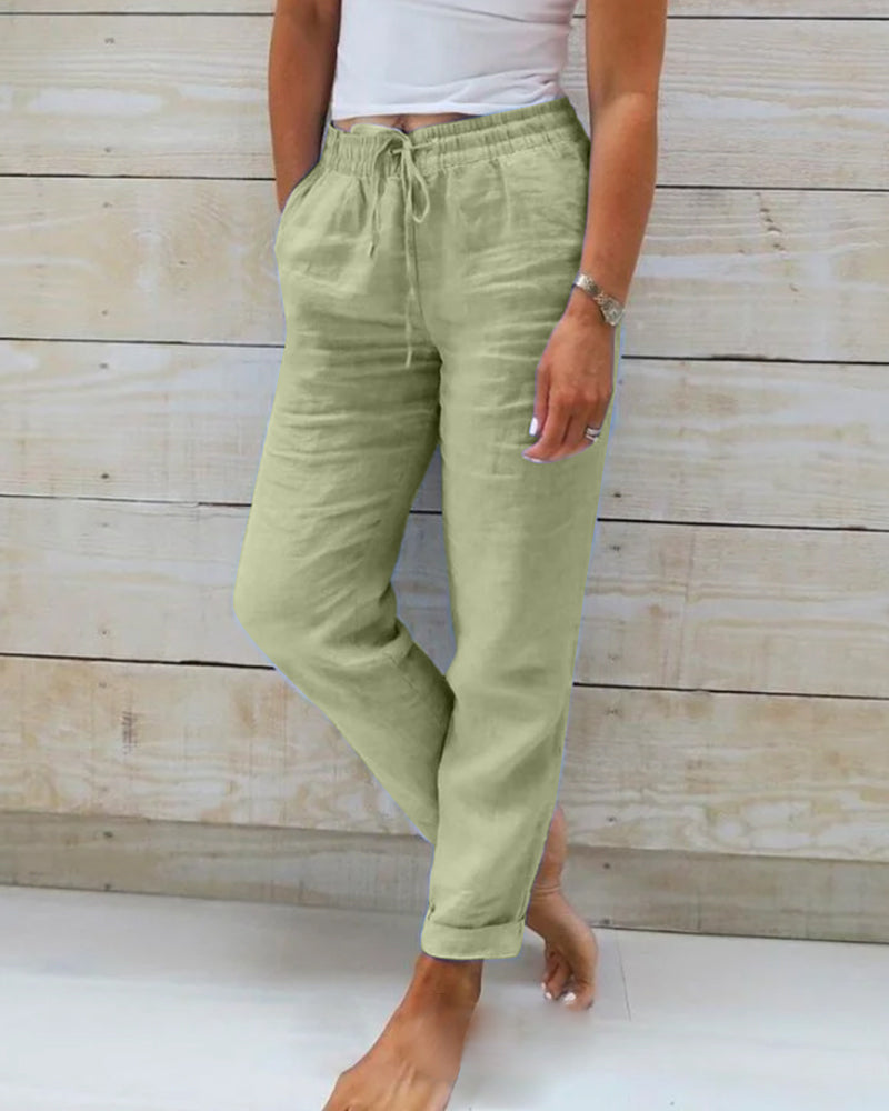 LORA - PANTALONI ELEGANTI IN LINO-COTONE