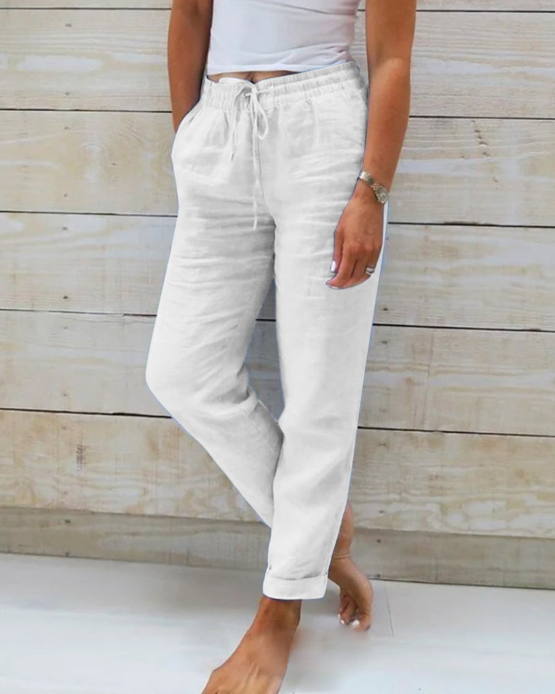 LORA - PANTALONI ELEGANTI IN LINO-COTONE