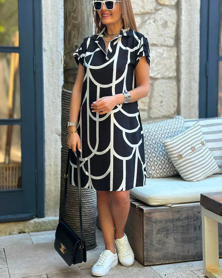 CAROLINA - ABITO MIDI DI CLASSE IN BIANCO E NERO