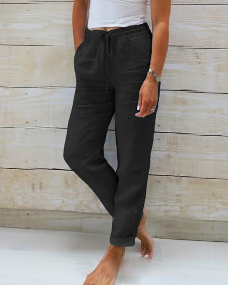 LORA - PANTALONI ELEGANTI IN LINO-COTONE