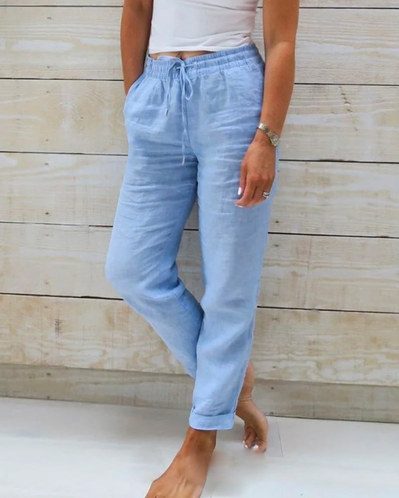 LORA - PANTALONI ELEGANTI IN LINO-COTONE
