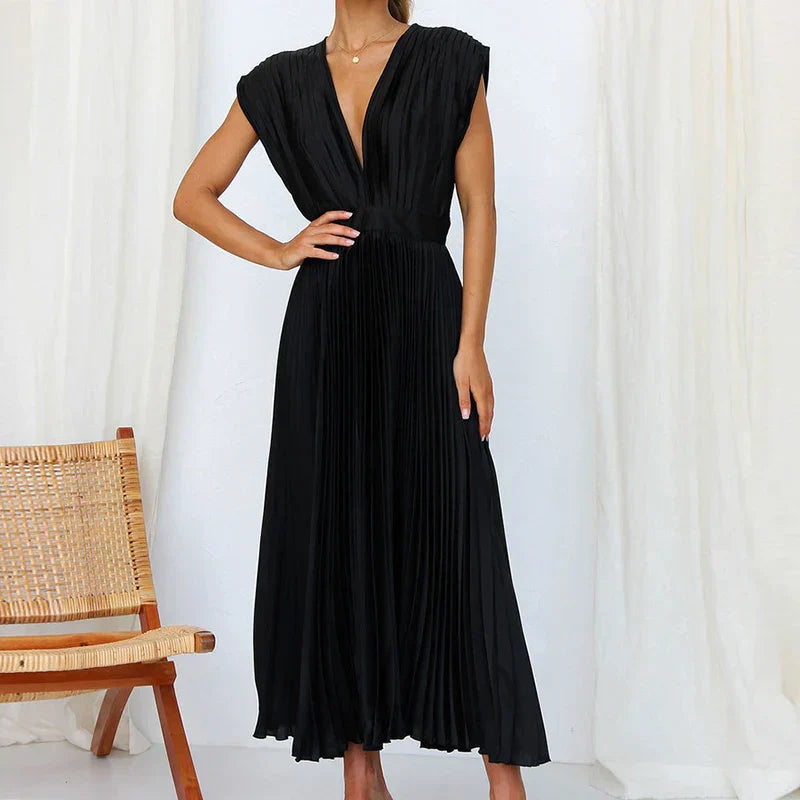 CARLA - MAXI ABITO CON SCOLLO A V E PINCES