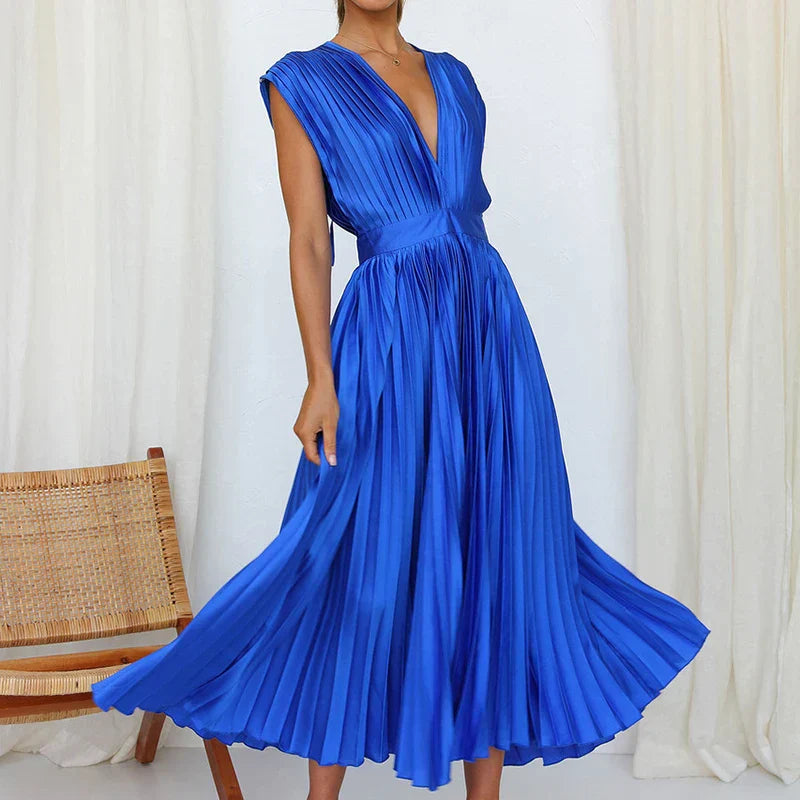 CARLA - MAXI ABITO CON SCOLLO A V E PINCES