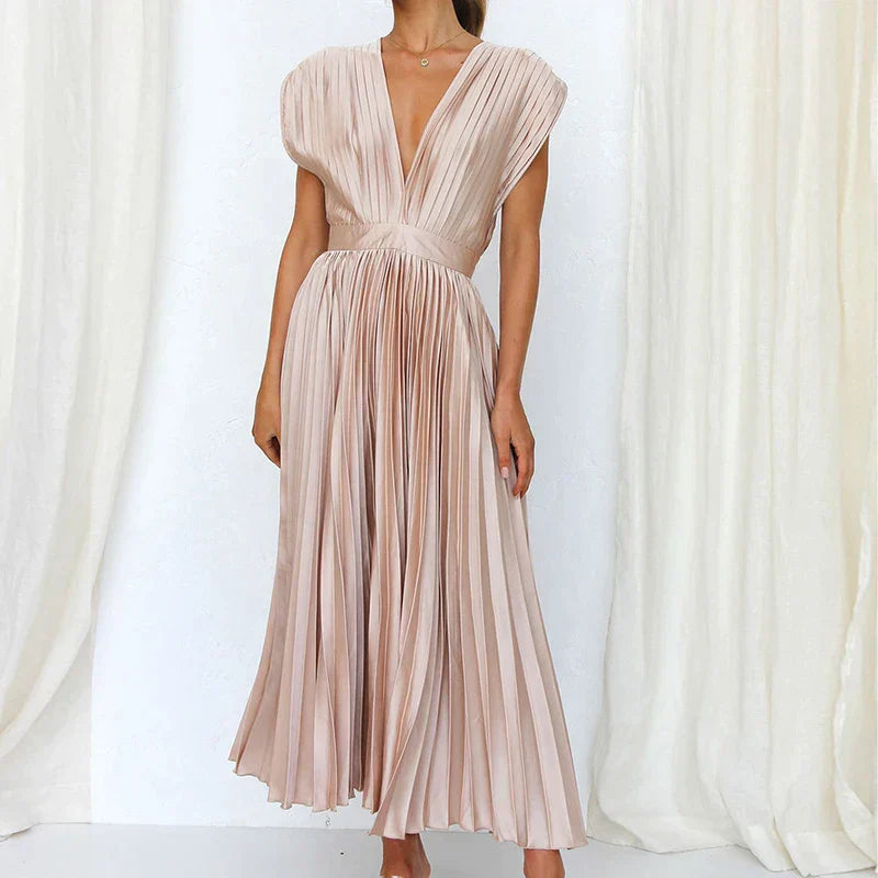 CARLA - MAXI ABITO CON SCOLLO A V E PINCES