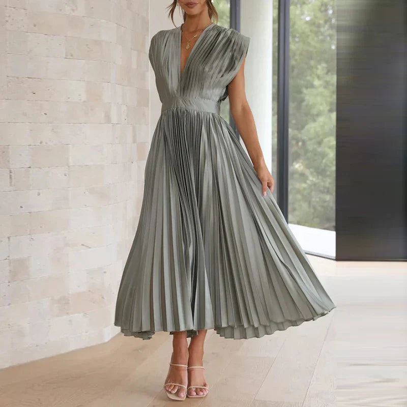 CARLA - MAXI ABITO CON SCOLLO A V E PINCES