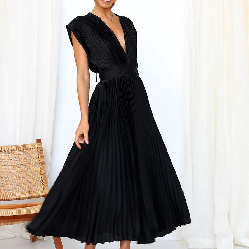 CARLA - MAXI ABITO CON SCOLLO A V E PINCES