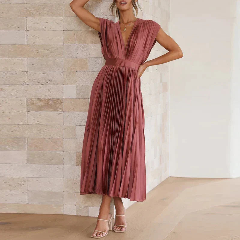 CARLA - MAXI ABITO CON SCOLLO A V E PINCES