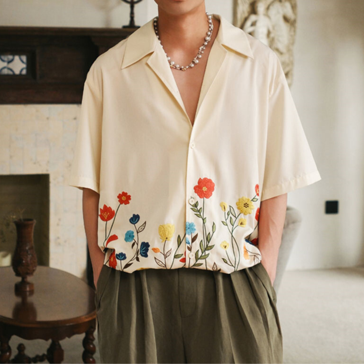 CARLO - CAMICIA DA UOMO CON FIORI