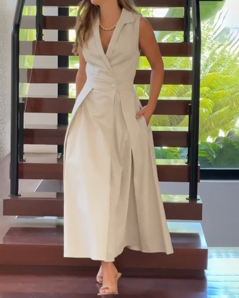 SABRINA - ELEGANTE ABITO MONOCROMATICO SENZA MANICHE