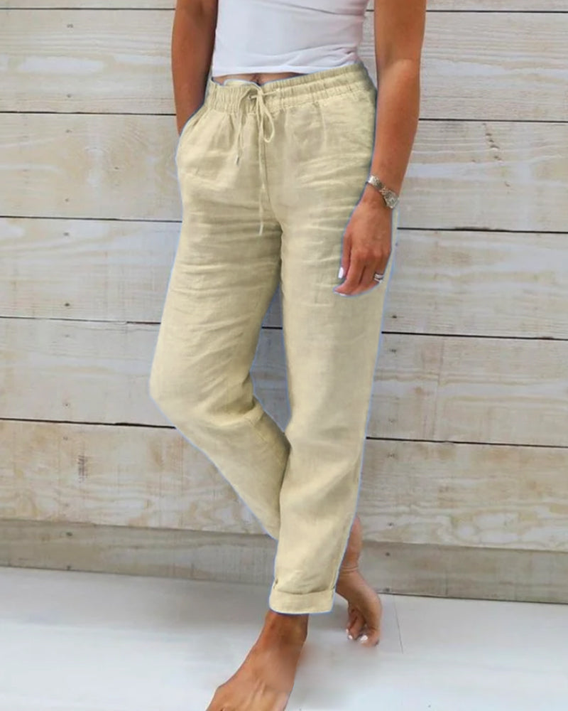 LORA - PANTALONI ELEGANTI IN LINO-COTONE