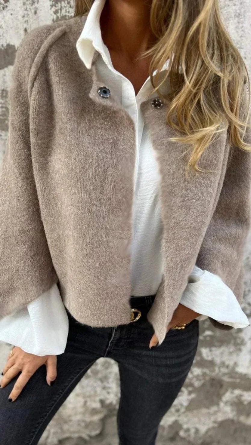 CELINE - CARDIGAN IN LANA CON SCOLLO ROTONDO E MANICHE LUNGHE