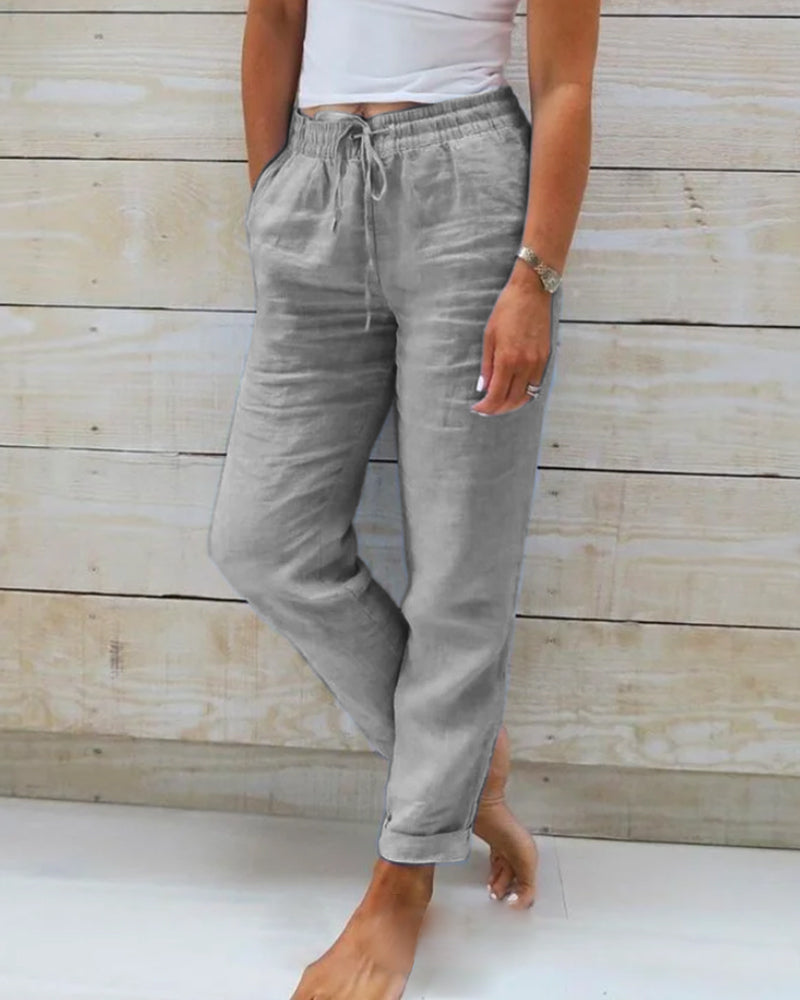 LORA - PANTALONI ELEGANTI IN LINO-COTONE