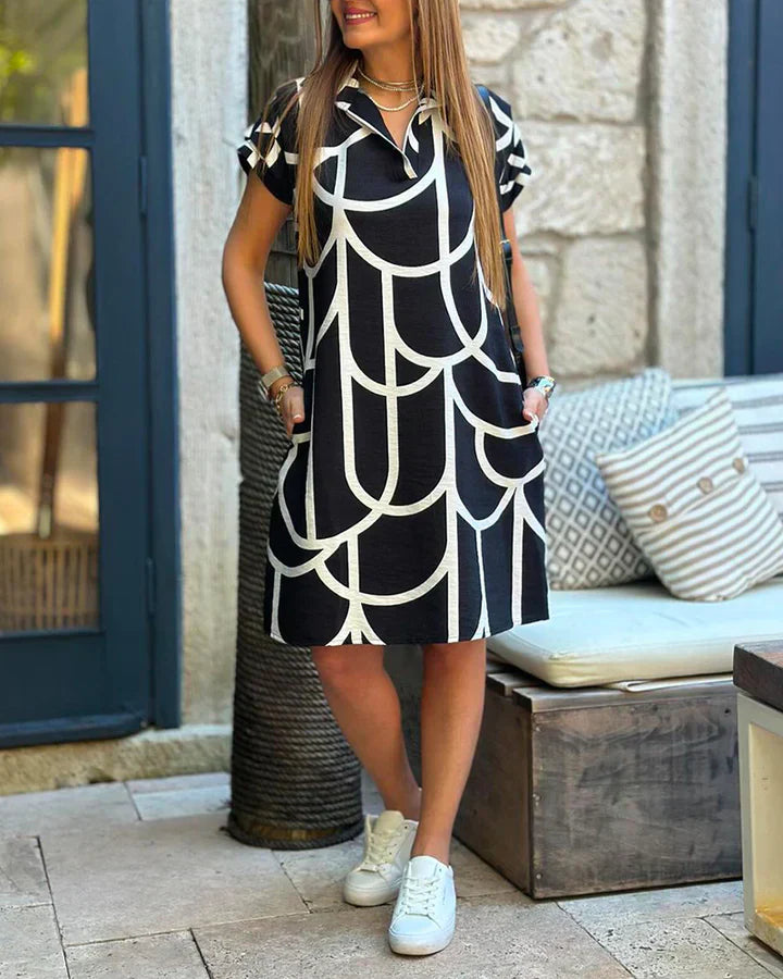 CAROLINA - ABITO MIDI DI CLASSE IN BIANCO E NERO