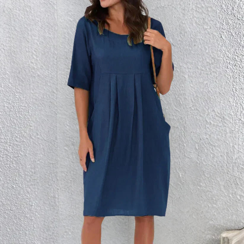 ELENA™ ABITO CLASSICO PLISSETTATO CON TASCA
