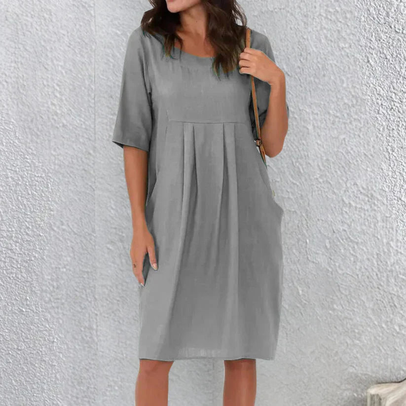 ELENA™ ABITO CLASSICO PLISSETTATO CON TASCA