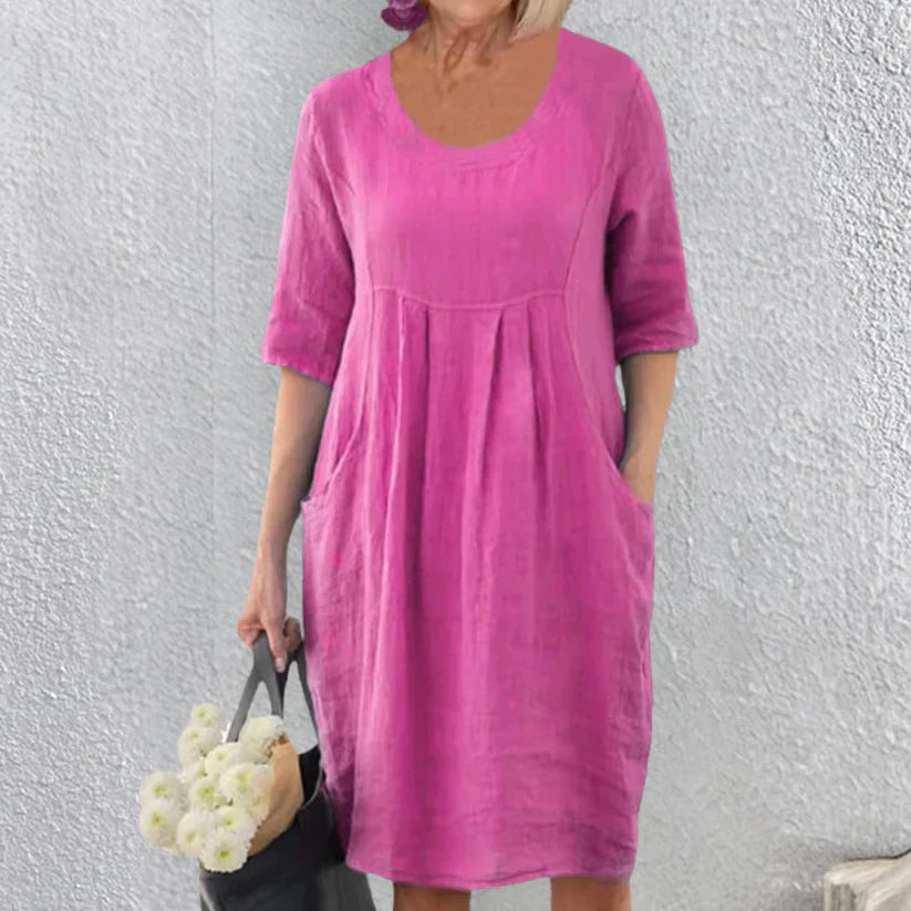 ELENA™ ABITO CLASSICO PLISSETTATO CON TASCA