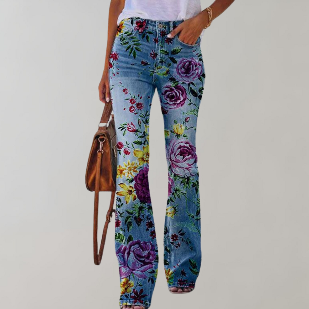 BENITA - PANTALONI IN DENIM A FIORI