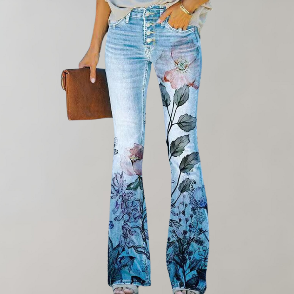 BENITA - PANTALONI IN DENIM A FIORI