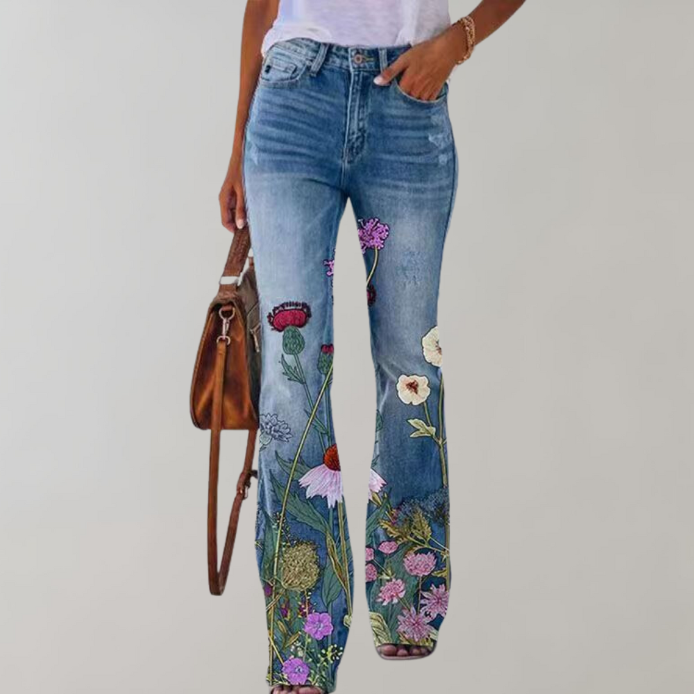 BENITA - PANTALONI IN DENIM A FIORI
