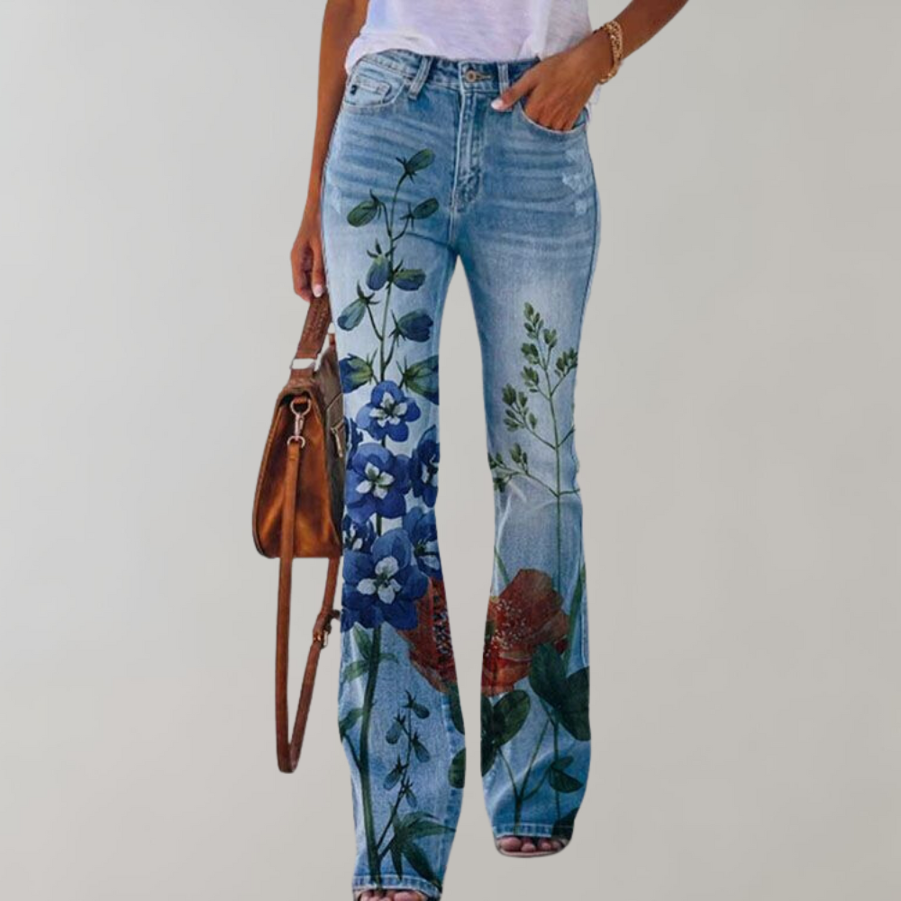 BENITA - PANTALONI IN DENIM A FIORI