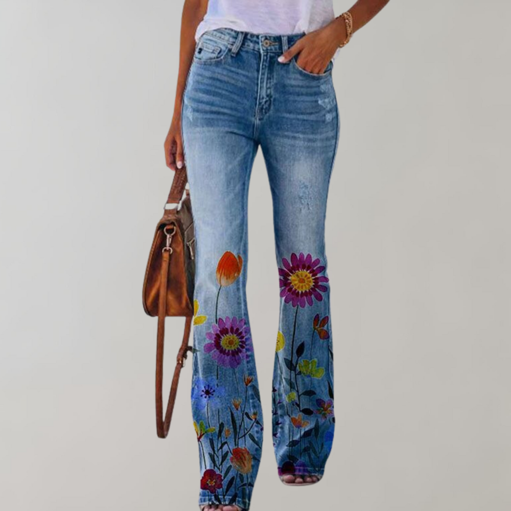 BENITA - PANTALONI IN DENIM A FIORI