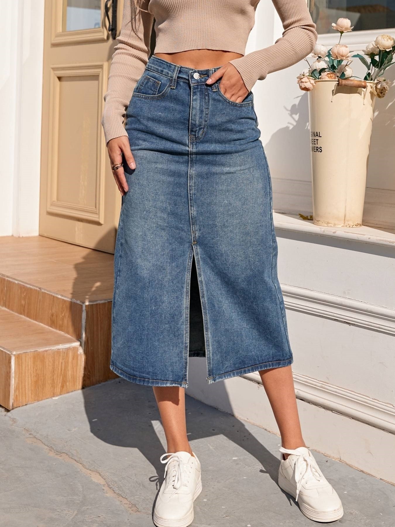 ROSALBA™ - GONNA A MATITA IN DENIM CLASSICO