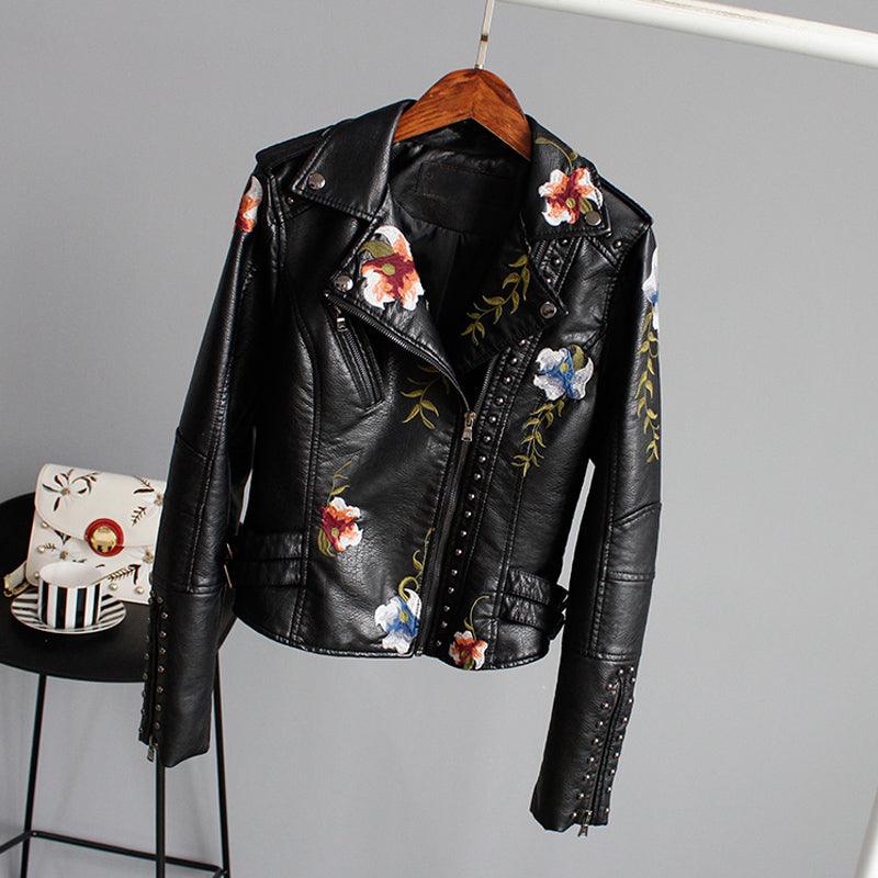 ELLA - GIACCA IN PELLE FLOREALE