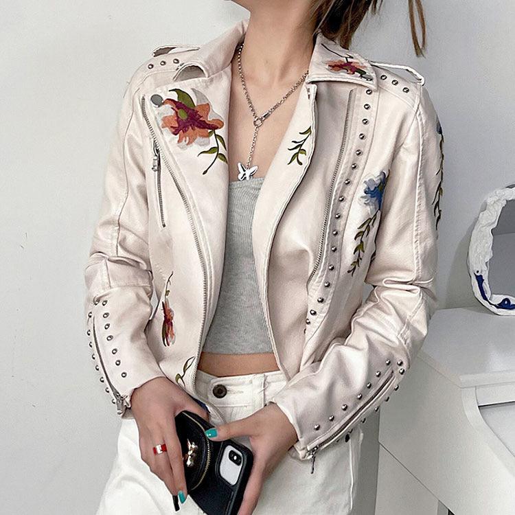 ELLA - GIACCA IN PELLE FLOREALE