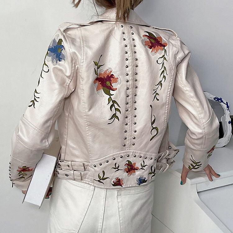 ELLA - GIACCA IN PELLE FLOREALE