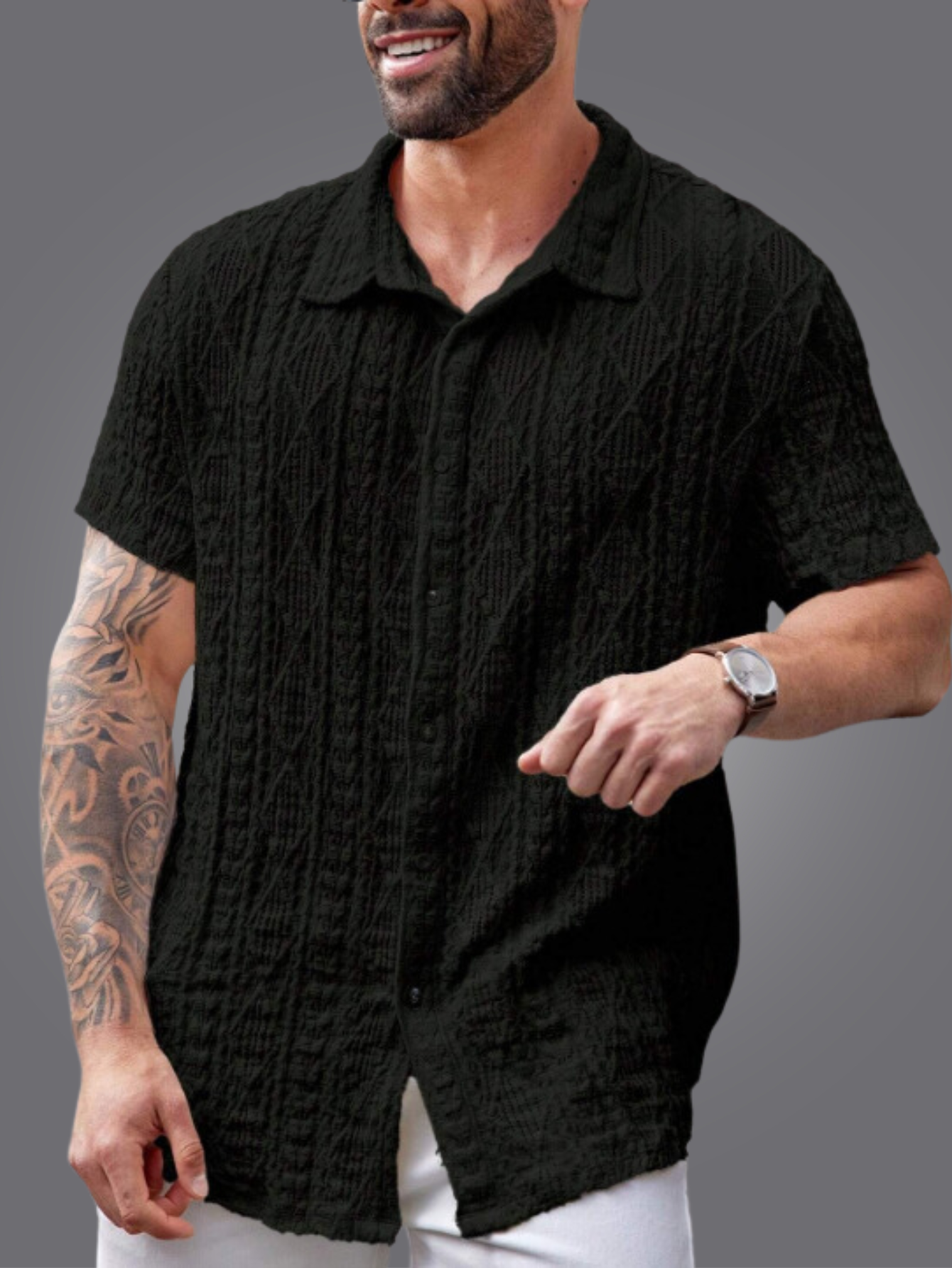 GIANNI - CAMICIA CUBANA GEOMETRICA