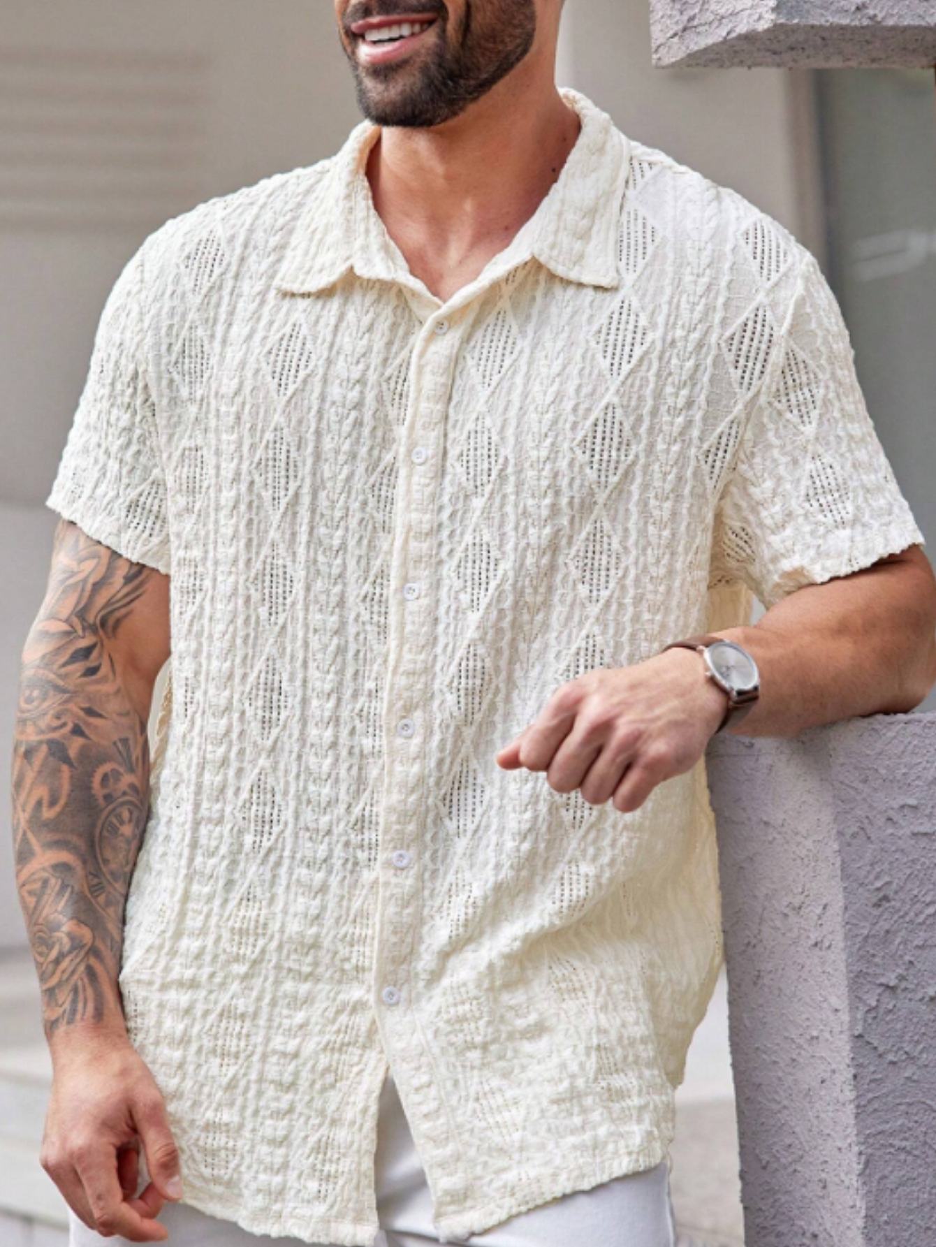 GIANNI - CAMICIA CUBANA GEOMETRICA