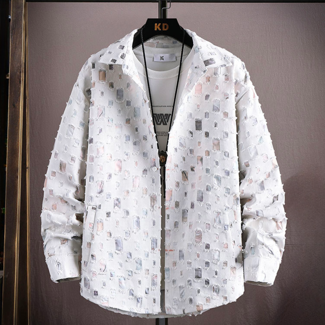 SIMONE - DENIM SFRANGIATO A MANICA LUNGA