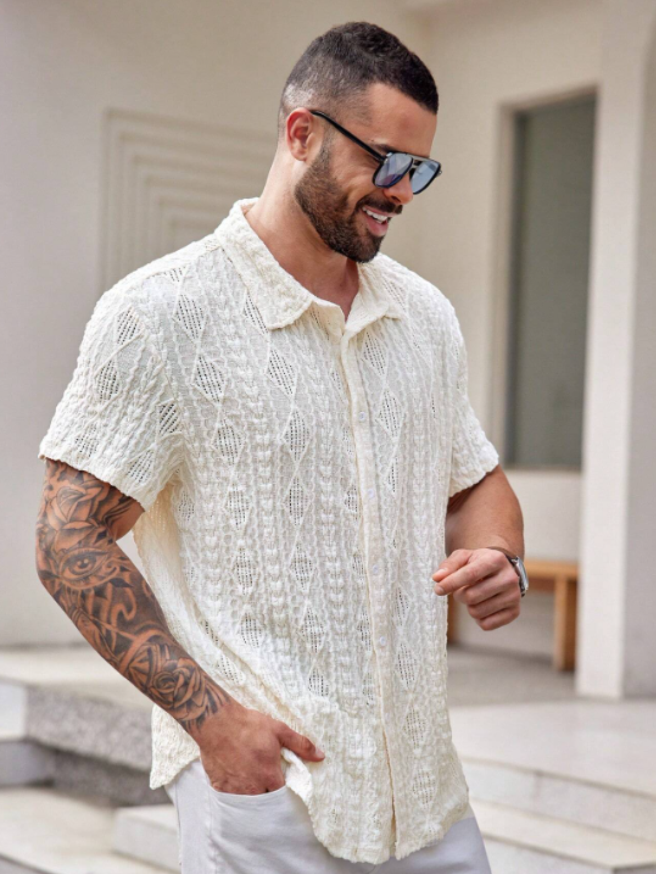 GIANNI - CAMICIA CUBANA GEOMETRICA