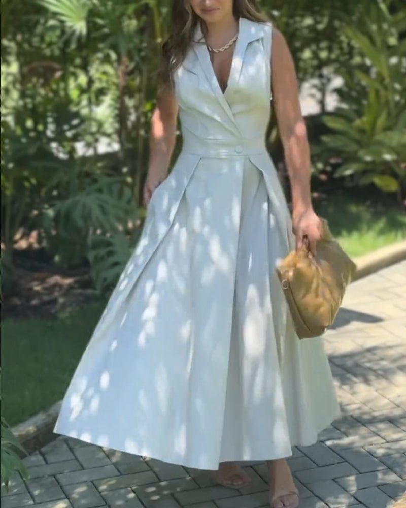 SABRINA - ELEGANTE ABITO MONOCROMATICO SENZA MANICHE