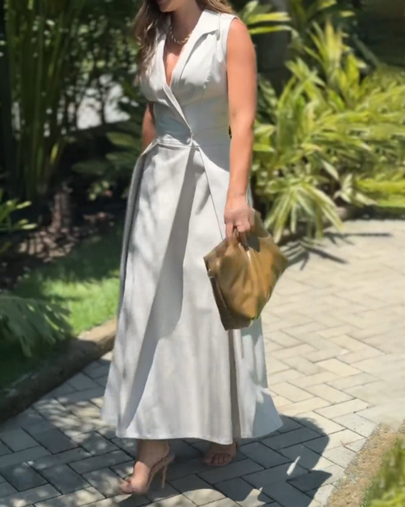 SABRINA - ELEGANTE ABITO MONOCROMATICO SENZA MANICHE