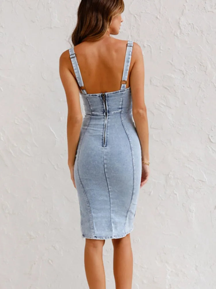DILETTA - ABITO IN DENIM CON SPALLINE REGOLABILI