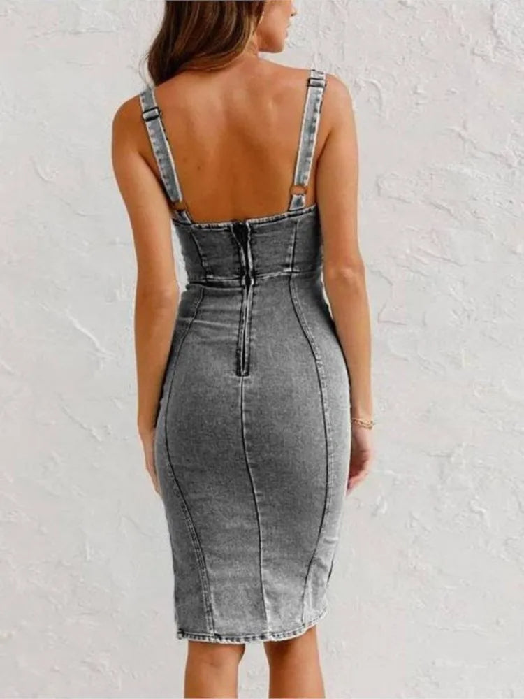 DILETTA - ABITO IN DENIM CON SPALLINE REGOLABILI