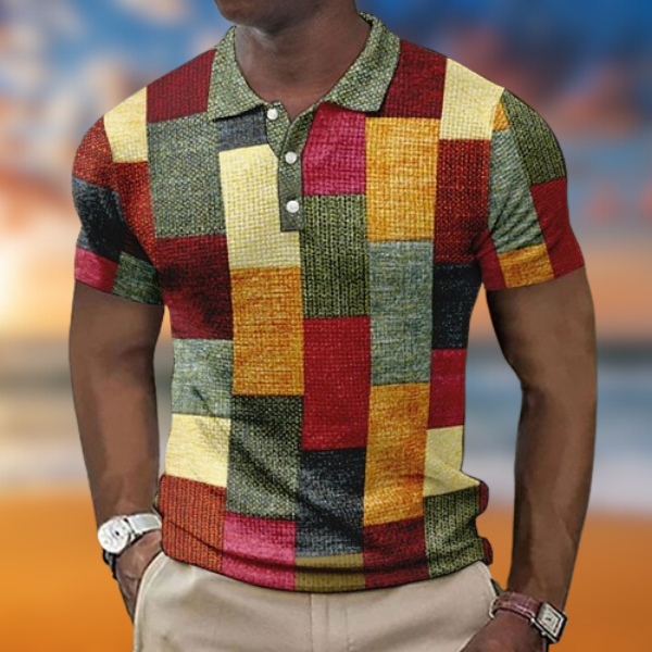 ADRIANO - SLIM-FIT CHECKERED POLO SHIRT PER UOMO