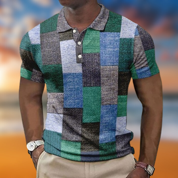 ADRIANO - SLIM-FIT CHECKERED POLO SHIRT PER UOMO