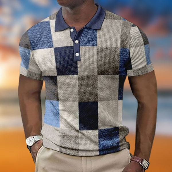 ADRIANO - SLIM-FIT CHECKERED POLO SHIRT PER UOMO